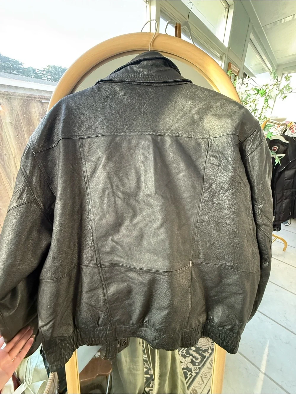 Vintage Black Leather Bomber Jacket - Kangaroo - Picture 5 of 6